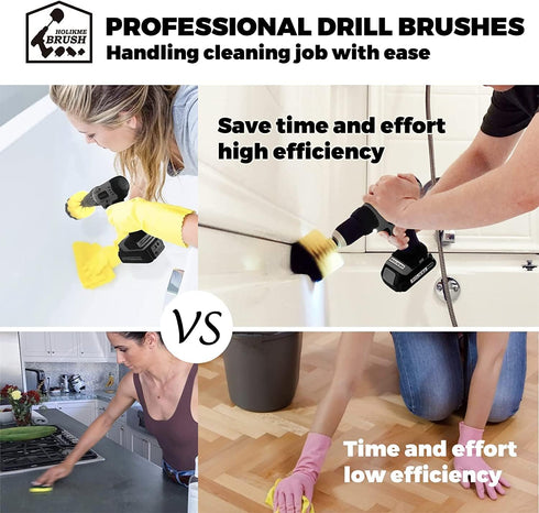 Holikme Drill Brush Attachments Set, Power Scrubber Brush with Extend Long Attachment All Purpose Clean for Grout, Tiles, Sinks, Bathtub, Bathroom, Kitchen by Holikme