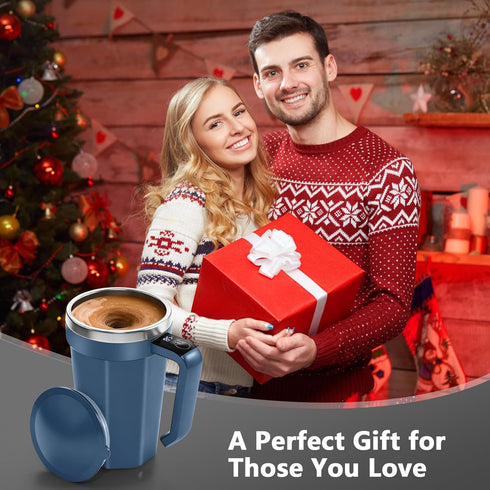 18 oz Self Stirring Coffee Mug with Temperature Display, Rechargeable Self Stirring Mug with Lid, Automatic Self