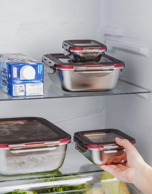 3 Pieces Stainless Steel Food Storage Container with Lids, Airtight Metal Containers for Freezer Fridge Oven,