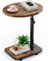 TV Tray Table with Infinite Adjustable Height - C-Shaped Sofa End Side Table for Snack Laptop Desk Small Spaces (Brown)