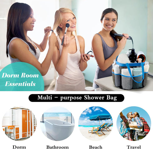 Attmu Portable Mesh Shower Caddy, Quick Dry Hanging Tote Bag for College Dorm Room Essentials, Large Capacity
