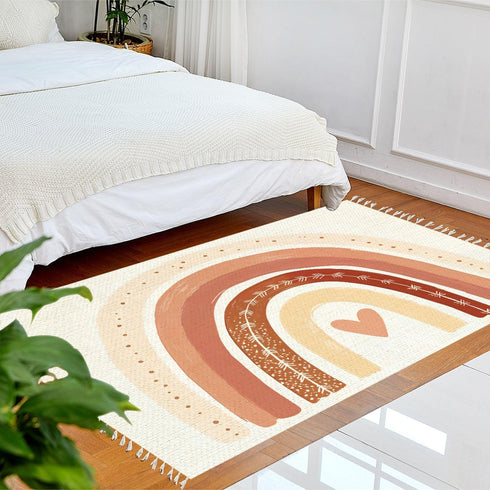JBNJANKDAV Multi3, 90x150cm Boho Rug Scandinavian Nursery Rainbow Print for Playroom with Neutral Area Carpet Patio
