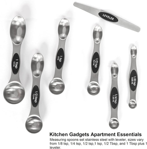 Magnetic Measuring Spoons Set, Stainless Steel with Leveler, Stackable Tablespoon Measure Spoon for Baking, Kitchen