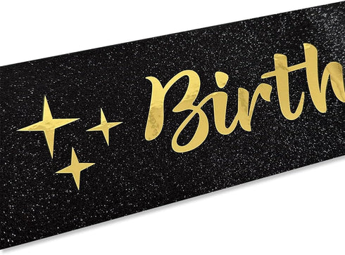'Birthday Bitch' Sash, Crown Tiara & Party Supplies Kit, Black Glitter Sash for Women's Birthday Gifts