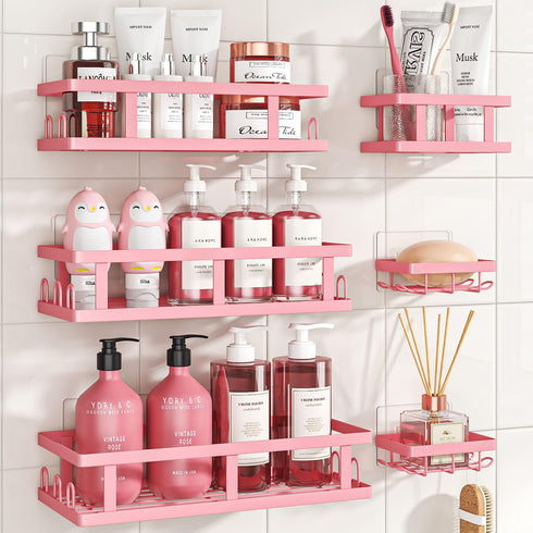 Youvip 6 Pack Shower Caddy, Adhesive Shower Shelves with Soap Holder, No