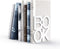 Decorative Metal Book Ends Heavy Duty Supports for Bookrack Desk with Unique Appearance Design (White)
