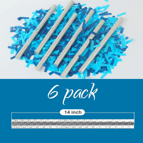 BATTIFE It's a Boy, 6 Pack Gender Reveal Confetti Wands for Baby Boy Shower Party Decorations