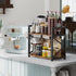Coffee Bar Station Organizer Shelf for Countertop, 2 Tiers Wooden Spice Rack, Rustic Brown Large Desk Shelf Riser
