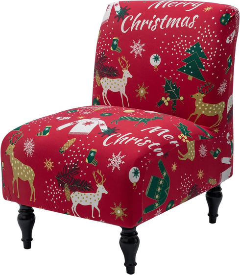 Iauddy Armless Accent Slipper Chair Cover Slipcover,Stretch Spandex Printed Removable Non-Slip Silp