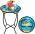 Fashion&cool Patio Side Table, 14 Inch Weather Resistant Metal Side Table, Small Round