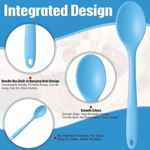 4 Pcs Multicolor Silicone Mixing Spoons Nonstick Heat Resistant Cooking Spoon for Kitchen Baking Serving Stirring