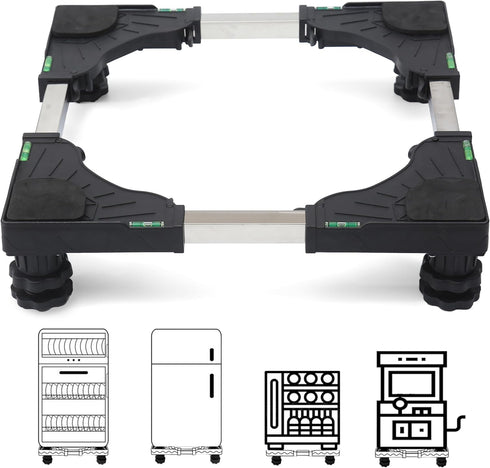 I'SMARTMOON Mini-Fridge-Stand with 4 Strong Feet, Adjustable Dolly Washing Machine Stand Base for Portable Refrigerator