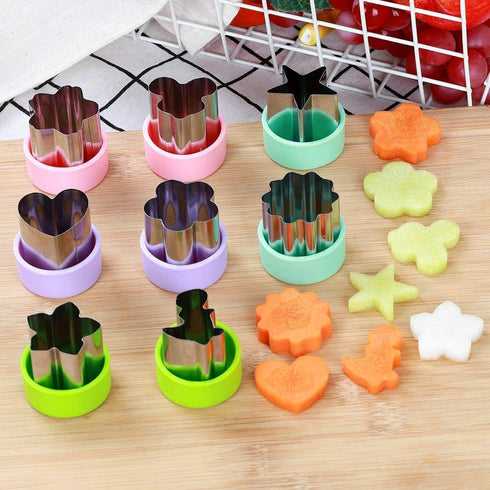 Vegetable Cutter Shapes Set - 8 Pack, 1.5" Stainless Steel Mini Cookie & Fruit Cutters for Kids, Baking & Food Prep
