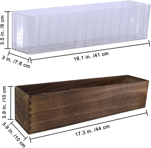 Winlyn Rustic Wooden Planter Box 17.3" L x 3.9" W x 3.9" H Brown Rectangular Planter Decorative Wood Box with Removable Plastic Liner Window Box for Farmhouse Wedding Home Garden Table Centerpiece. by windiy