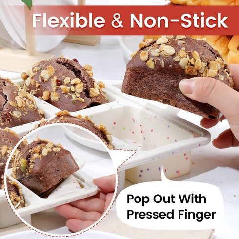 CAKETIME Mini Loaf Pans, Silicone Mini Bread Loaf Pans with Metal Reinforced Frame, 2 Pack for Baking, Confetti