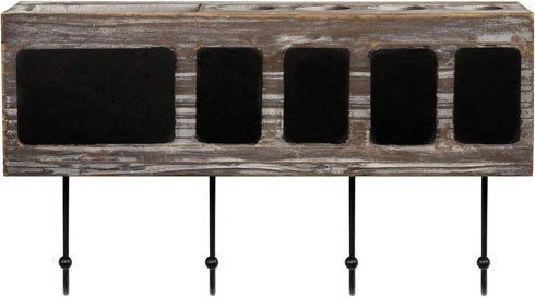 4 4 MyGift Wall Mounted Solid Torched Wood Bathroom Accessory Holder and Towel Hook Rack, Toothbrush Holder Shelf Rack