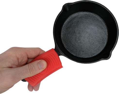 Silicone Hot Handle Holder (2-Pack) for Cast Iron Woks, Pots, Dutch Ovens, Small Skillets, Red Potholders
