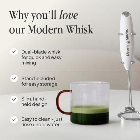 Morning Made Electric Matcha Whisk - Matcha Frother Alternative to Traditional Bamboo Whisk - Battery Operated Milk