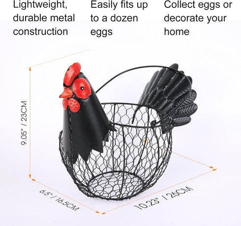 FJAXLJGYP Countertop Chicken Egg Basket, Egg Collecting Baskets,Metal Wire Egg Basket with Handle, Farmhouse Chicken