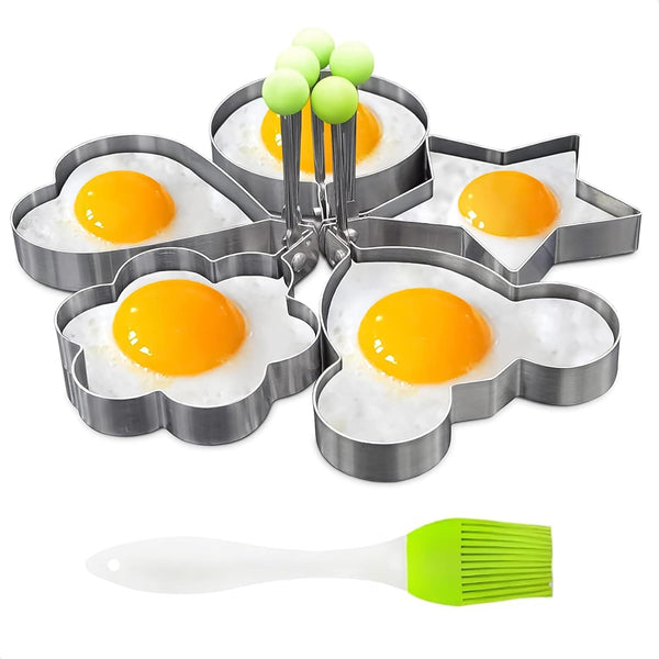 5Pcs Stainless Steel Ring Molds for Cooking Egg - Pancake Shapes Cooking Rings for Frying Eggs