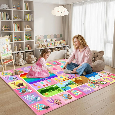 3x5 Kids Rug for Playroom Bedroom, Feet Educational ABC Area Rug for Classroom Nursery, Non-Slip Alphabet Learning
