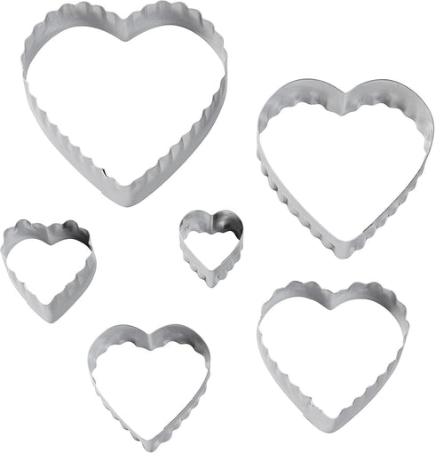 Wilton 6-Piece Nesting Fondant Double Sided Cut Out Cutters - Hearts, Silver