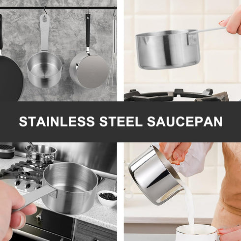 Hemoton Mini Sauce Pan, Stainless Steel Butter Warmer Pot, Milk Warmer, Chocolate Melting Pot, 80ml