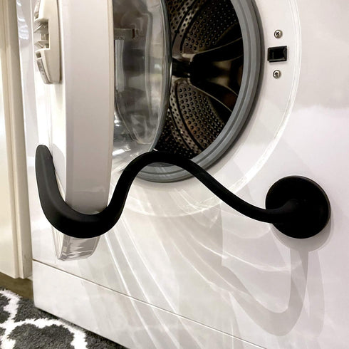 Spedtees Front Load Washer Door Prop, Magnetic Flexible Support to Keep Washer Drying Door Open (Black, Round)