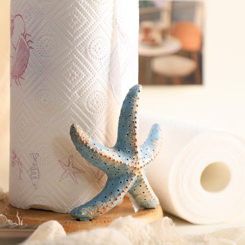 Bicuzat Countertop, Retro Starfish Style Paper Towel Holder Stand, Resin Starfish Crafts Display for Kitchen Cafe