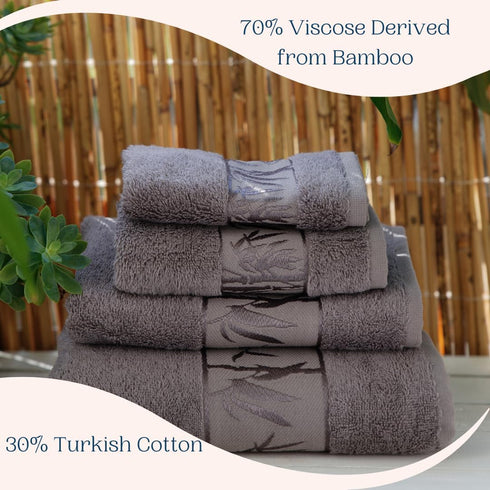 Set 4 of Luxury Super Soft Towels Premium Viscose Derived from Bamboo & Turkish Cotton for The Ultimate Bath Experience