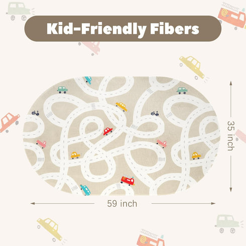 3'x5' LIVEBOX Road Traffice Kids Rug, Floor Mats for Kids Room, Non-Slip Machine Washable Rugs for Playroom, Soft Fun