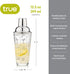True Glass Cocktail Shaker, 13.5 oz with 7 Classic Recipes and Measurements for Home Bar Accessories