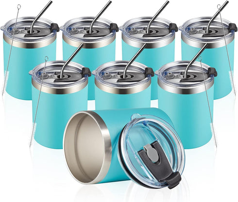 MEWAY 12oz/8Pack Insulated Stainless Steel Reusable Mug, Double Wall Durable Coffee Cup,