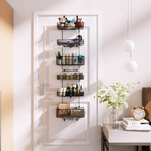 HapiRm Over Door Organizer Storage - Separable Hanging Organizer with 6 Metal Large Capacity Baskets, Detachable Behind