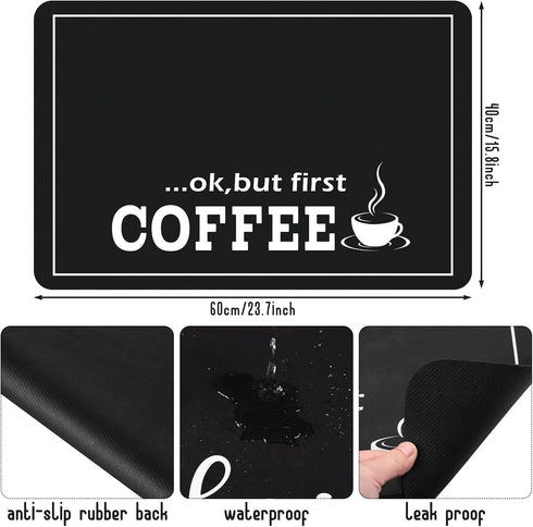 Queekay Coffee Bar Mat 24" x 16", Absorbent Dish Drying Mat for Countertop, Coffee Pot Accessories