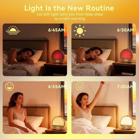 Dimmable Vivilumens Sunrise Alarm Clock with Sound Machine, Gentle Wake-Up Light, Dual Alarms for Heavy Sleepers