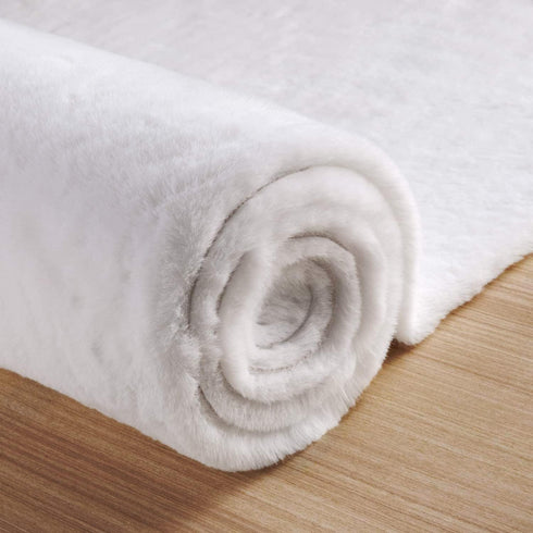 3x5 ORINOVA White Shaggy Bunny Fur Rugs for Living Room Washable Furry Area Rugs for Bedroom Nursery Rug Teen Room Dcor