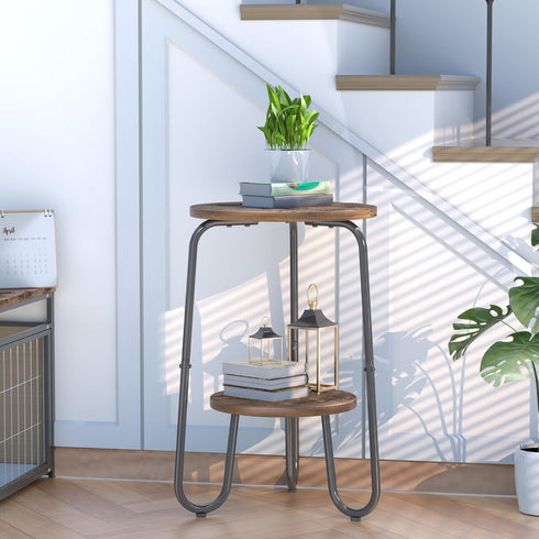 2 19.6" REFGY Tier Wood Plant Stand Indoor, Small Round Flower Pot Stand, Tall Single Plant Holder for Living Room