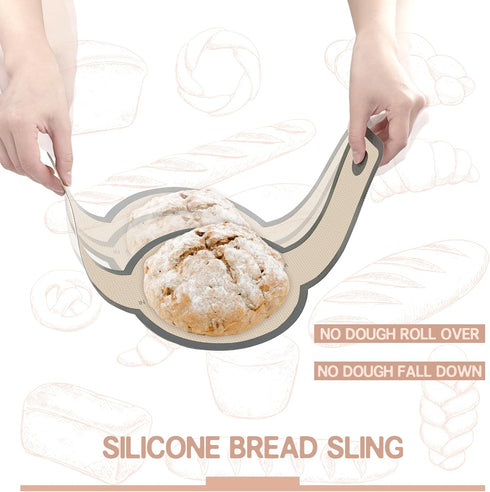 Silicone Bread Sling for Dutch Oven, 2 PCS Non-Stick Reusable Baking Mat with Long Handles for Sourdough Bread