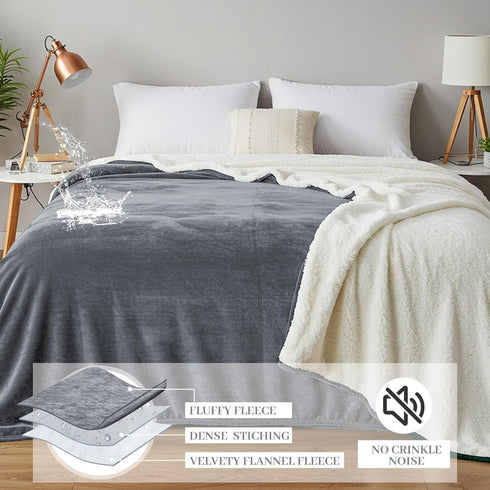 80'' 80'' 3-Layer 70oz(Gray/White), Tisancy King Size Waterproof Blanket for Bed Couch, x Double Side Leakproof