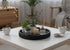 Concrete Decorative Tray for Coffee Table Tray Decor - Charcoal Black Round Decorative Tray - Circle Fluted Centerpiece