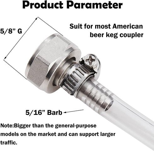 Stainless Steel 304 Beer Keg Coupler Fitting & Check Valve, Beer Keg Coupler Accessories Kit for Sankey Couplers