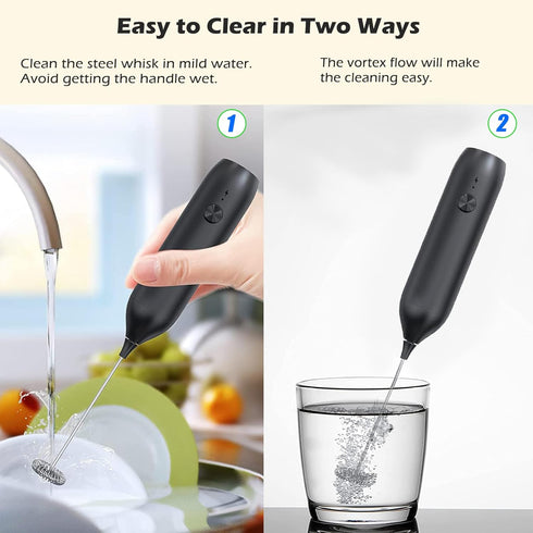Electric Handheld Drink Mixer, Rechargeable Milk Frother Wand with USB-C for Coffee, Lattes, Matcha, Hot Chocolate