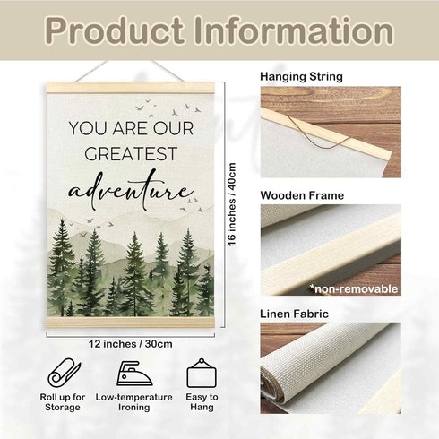 TLESKE 12x16 Woodland Baby Nursery Decor Poster Hanger Frame, Forest Mountain Hanging Wall Art Decor for Baby Boys