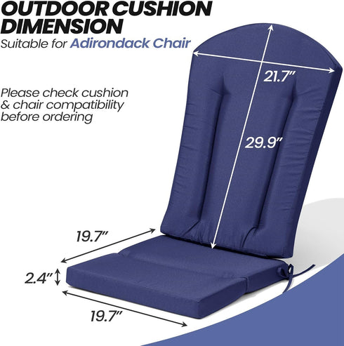 50x20 Inch Crestlive Products Adirondack Chair Cushion Outdoor Rocking Chair Cushion Water Resistant High Back Patio