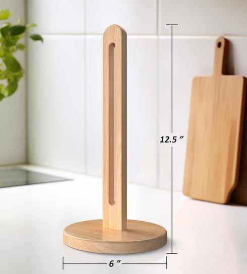 Countertop Wooden Paper Towel Holder Stand for Jumbo Roll - Stylish Kitchen Paper Rack Bathroom Towel Roll Stand