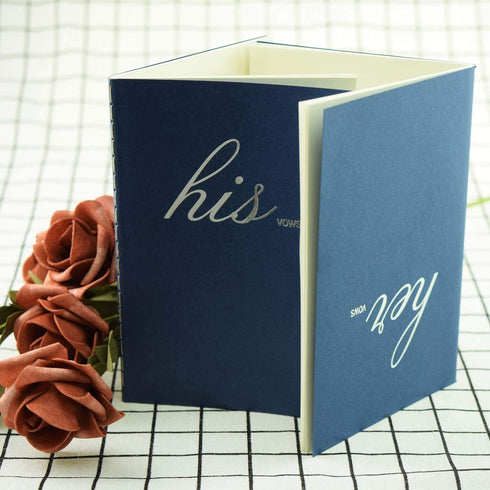Wedding Vow Book, His and Her Bridal Shower Gifts Booklet Journal, Deep Blue Personalized Notebook, Set of 2