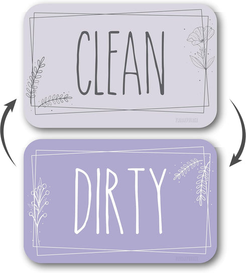 Dishwasher Magnet Clean Dirty Sign, Clean/Dirty Magnetic Signs for Stainless Steel Dishwasher, Lavender