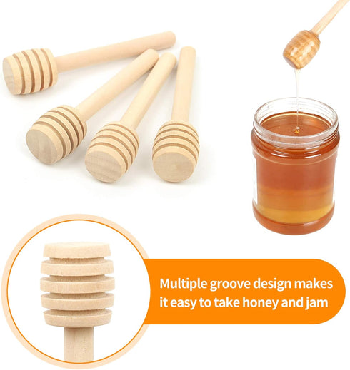 50 Pack Mini 3 Inch Wood Honey Dipper Sticks, Honey Stirrer for Honey Jar, 50 Pieces DIY Crafts