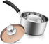 Joyfair 2 Quart Stainless Steel Saucepan with Glass Lid, Heavy Gauge Metal for Cooking, Boiling, Stewing